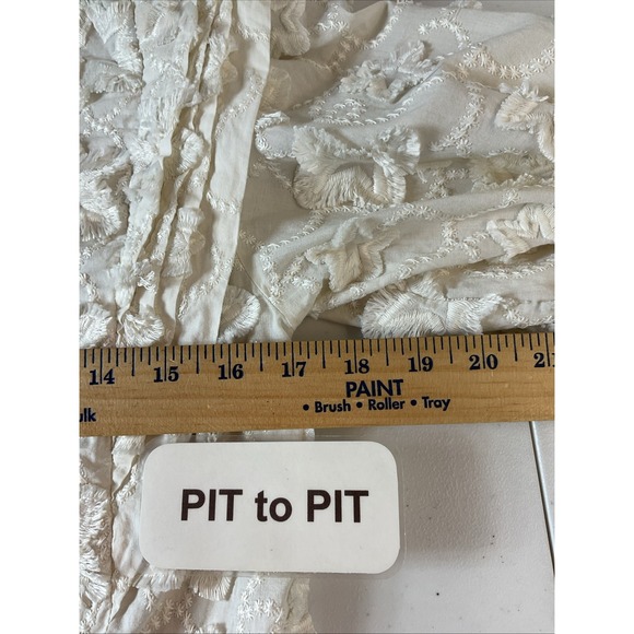 FARM RIO Star 3D Embroidered Blouse in Ivory XS Fairy Party Office‎ cropped - Picture 10 of 13